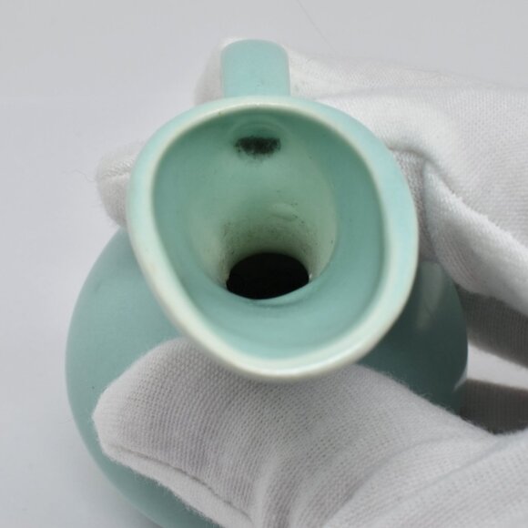 Vintage MCM Miniature Roselane Turquoise Bud Vase, 3.5" Tall, 1961 - Picture 8 of 9